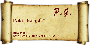 Paki Gergő névjegykártya