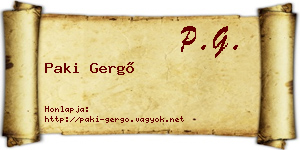 Paki Gergő névjegykártya